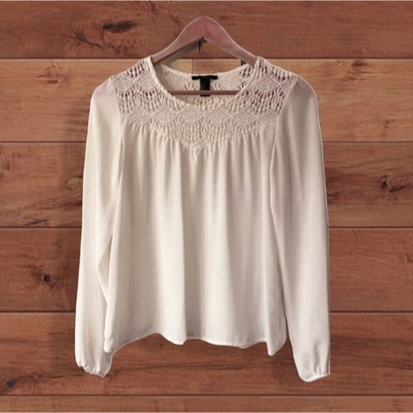 Lace Sweetheart Boho Blouse- Beige- Small- by Forever 21 - Picture 12 of 12